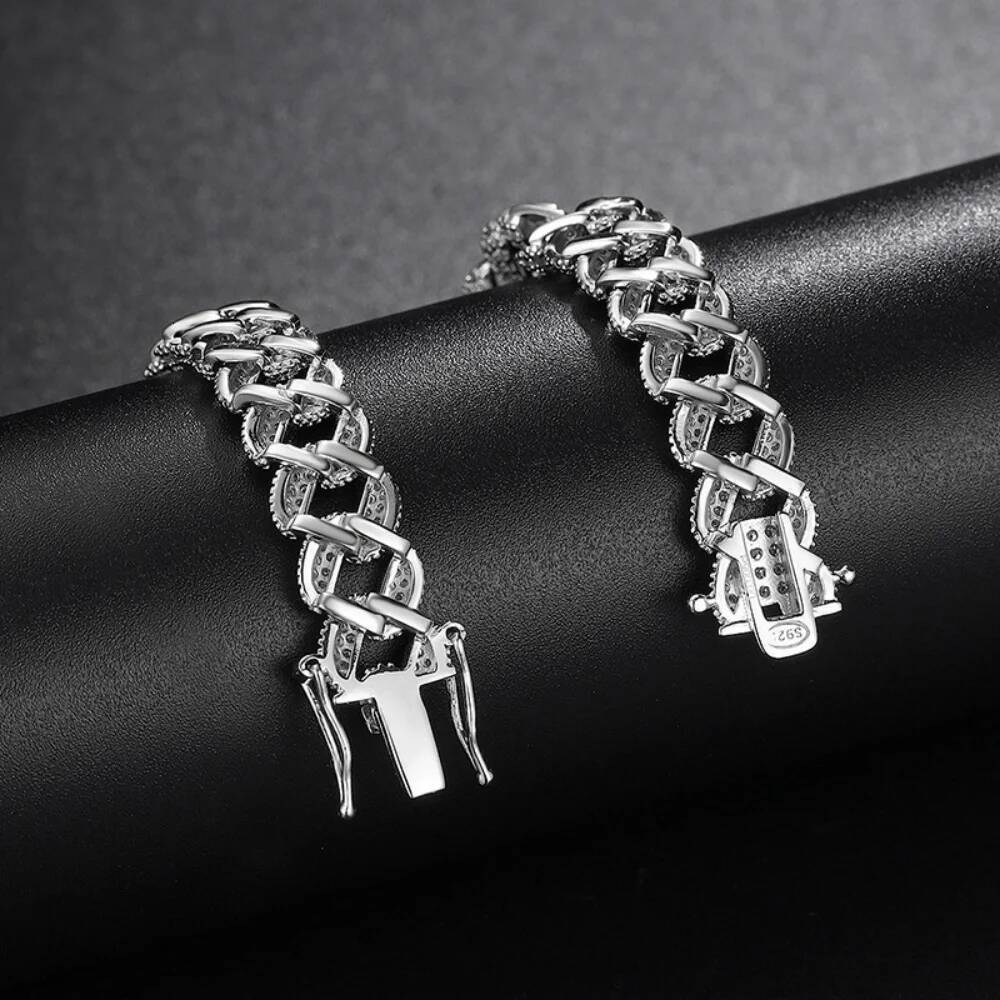 NKHOG Full Moissanite Cuban Bracelets For Men Women S925 Silver Hip Hop Hand Chains Sparkling Diamond Fine Jewelry GRA Certified