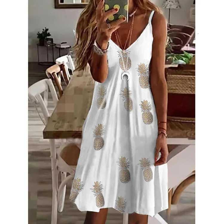 2022 Summer Womens Dress Europe New Womens Sexy V-neck Loose Printed Strap Dresses Casual Outfits ZC325 XJ250814