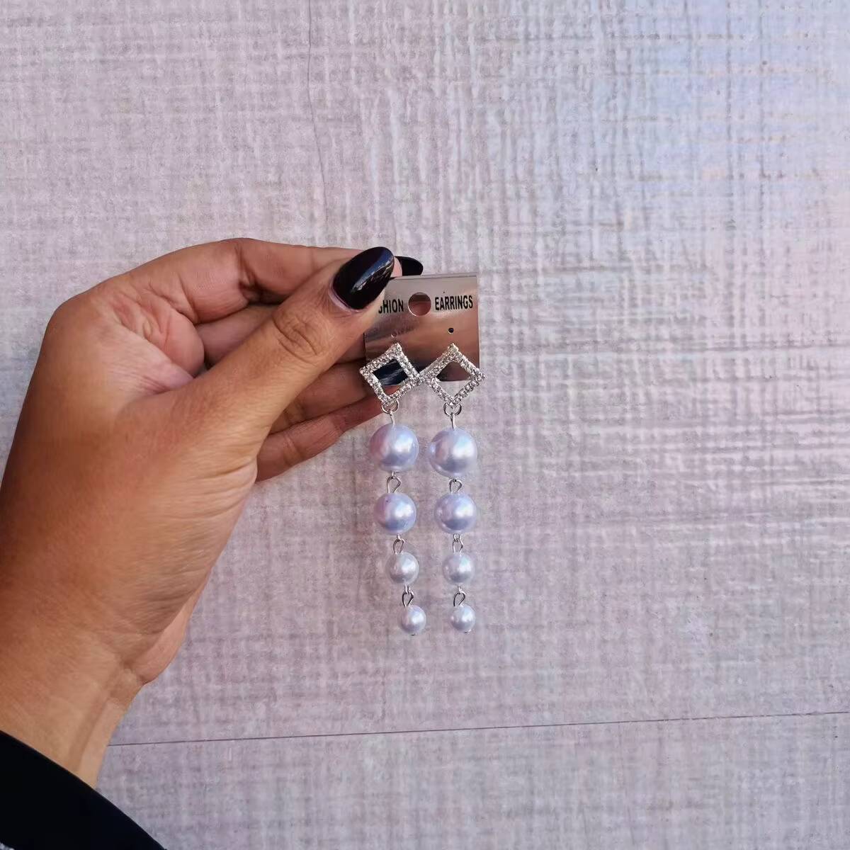 2024 Personality Large Pearl Earrings Gold Plated Fashion Exaggerated Long Accessories Women's Party