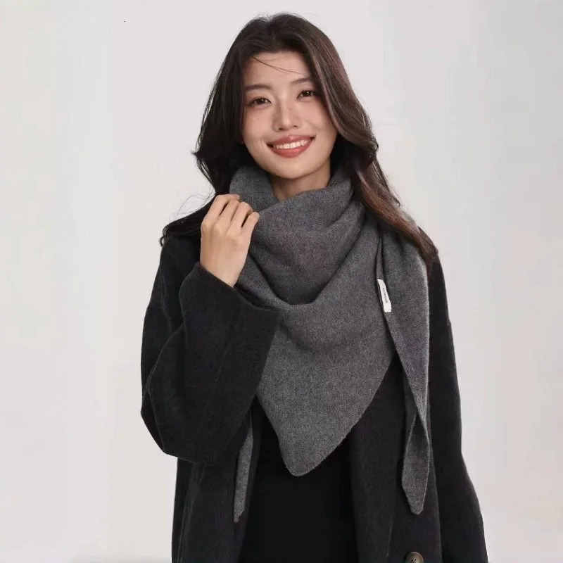 Fahion Women Scarf Autumn Winter Wool Blend Triangle Muffler Lady Shawl Korean Style Striped Thick Warm Wrap Female 250808