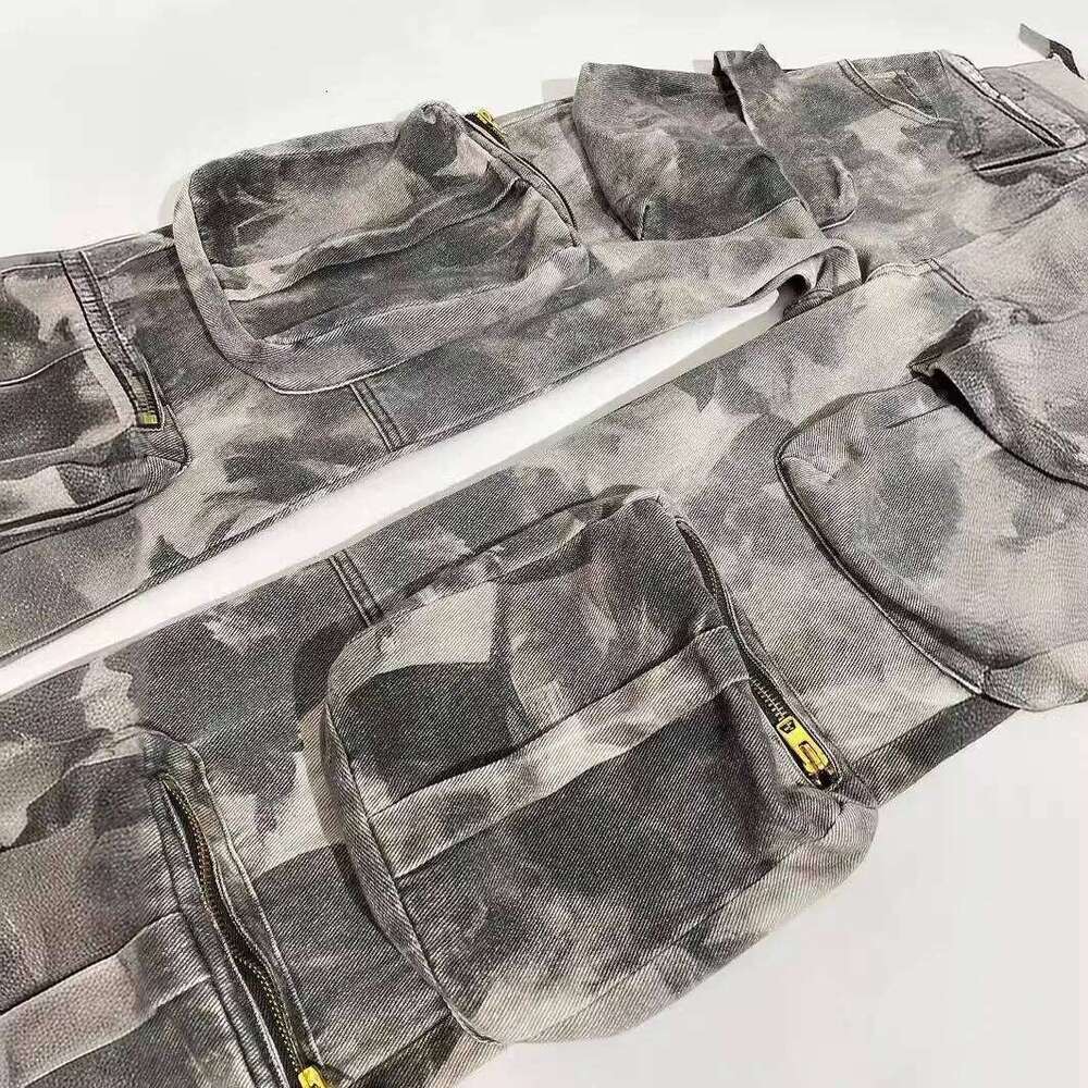 Street trend design sense 2024 new camouflage multi pocket workwear loose spicy girl casual pants