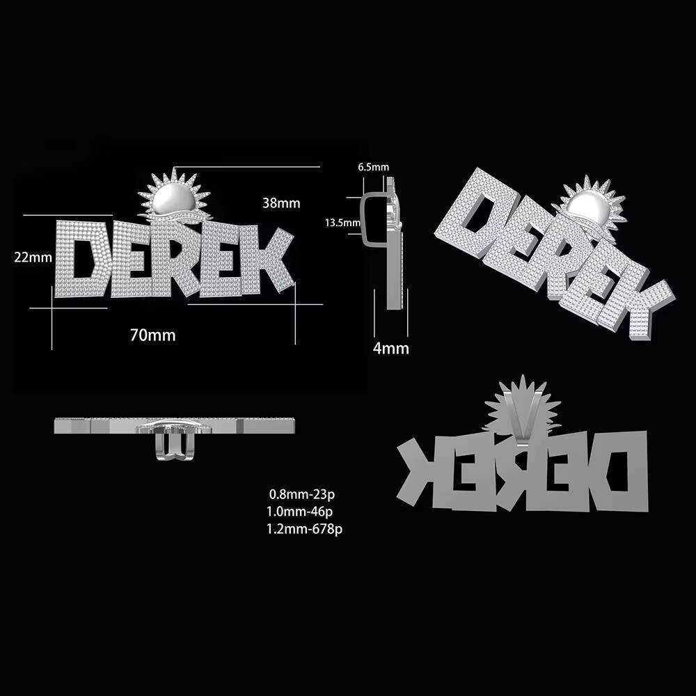 Full VVS Moissanite Design Custom Iced Out Letter AD Name Pendant Bling Sterling Sier Dia Hip Hop Jewelry