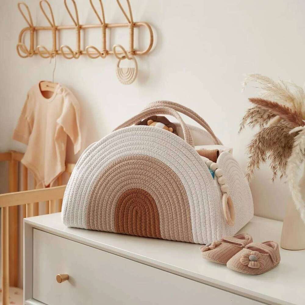 37*27*22CM Large Baby Bag Organizer Nursery Basket Stackers Caddies Diaper Storage Bags Things for Babies