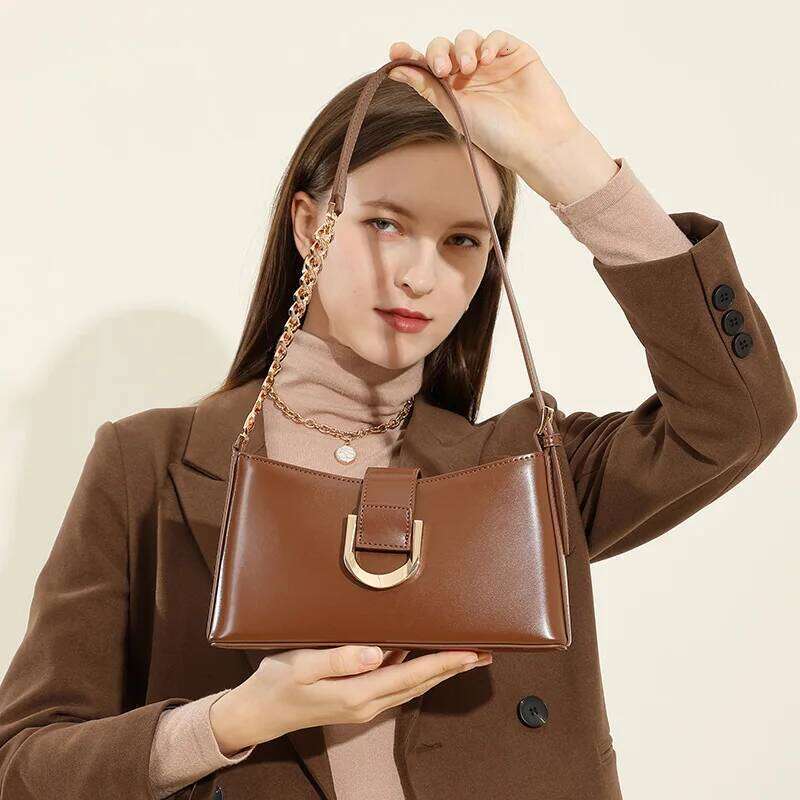 Designer Bags Vintage Female Genuine Leather Chain Shoulder Bags For Women 2025 Designer Crossbody Purse Underarm Ladies Handbags Luxury Bag