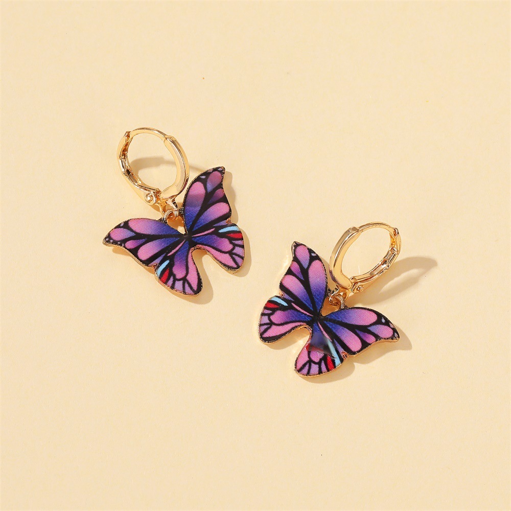 New Colorful Earrings Ins Internet Celebrity Temperament Dreamy Butterfly Buckle Ear Jewelry