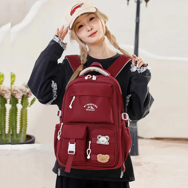 Korean Style Daily Backpack For Women Packsack Waterproof nylon Fabric Travel Backpacks Girls School Bag Teenagers Casual Bags 250813