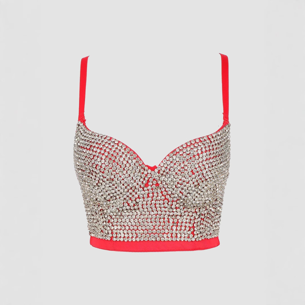 Luqiuguo Vest Camisole for Women Beaded Bra Camisole Vest for Outerwear Transparent Diamond Beauty Back Bra Integrated DB900 250226