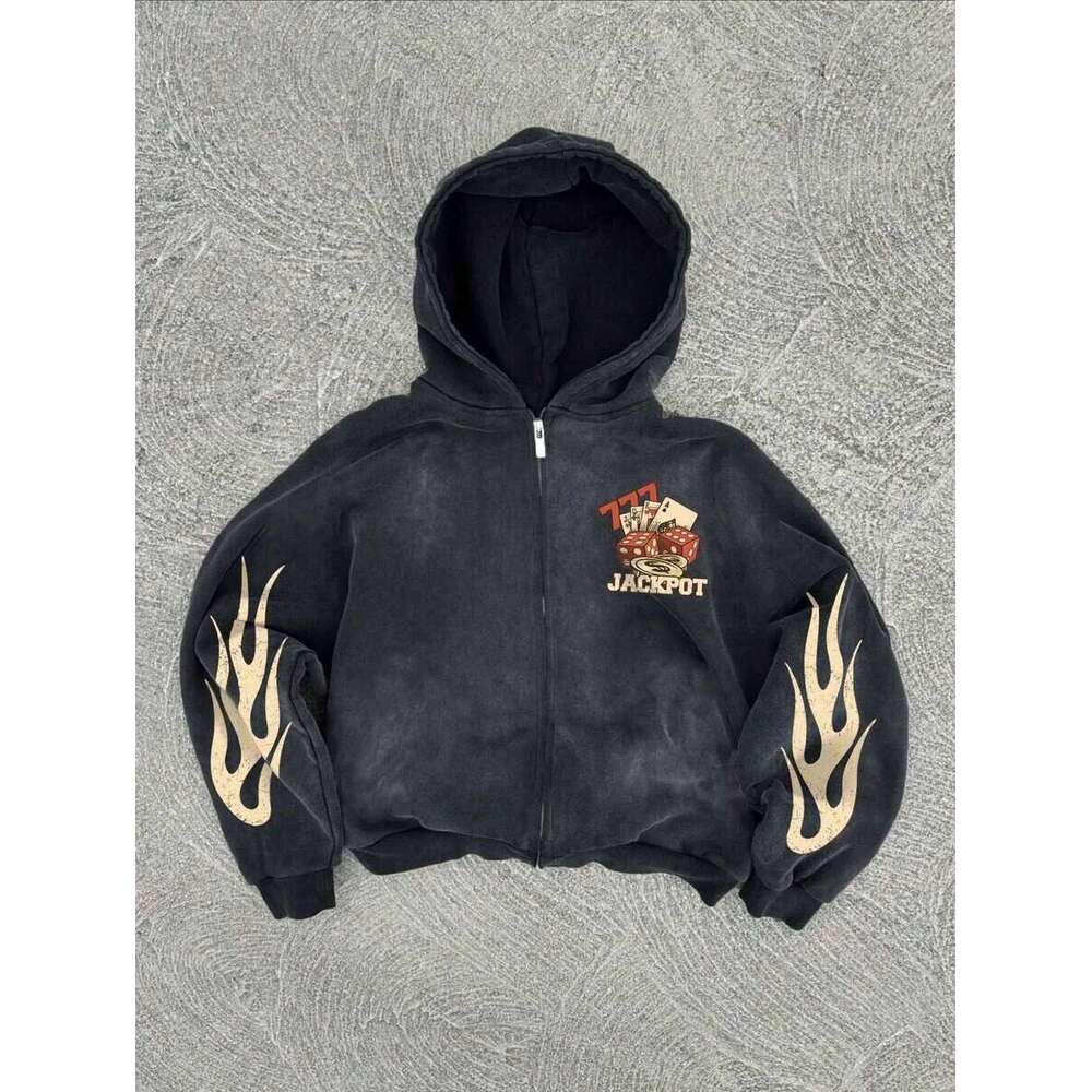 New Y2k Hip-Hop Europe United States Personality Pattern Printing Hoodie Men Fall Haruku Jacket Gothic Casual Zip Up Hoodies