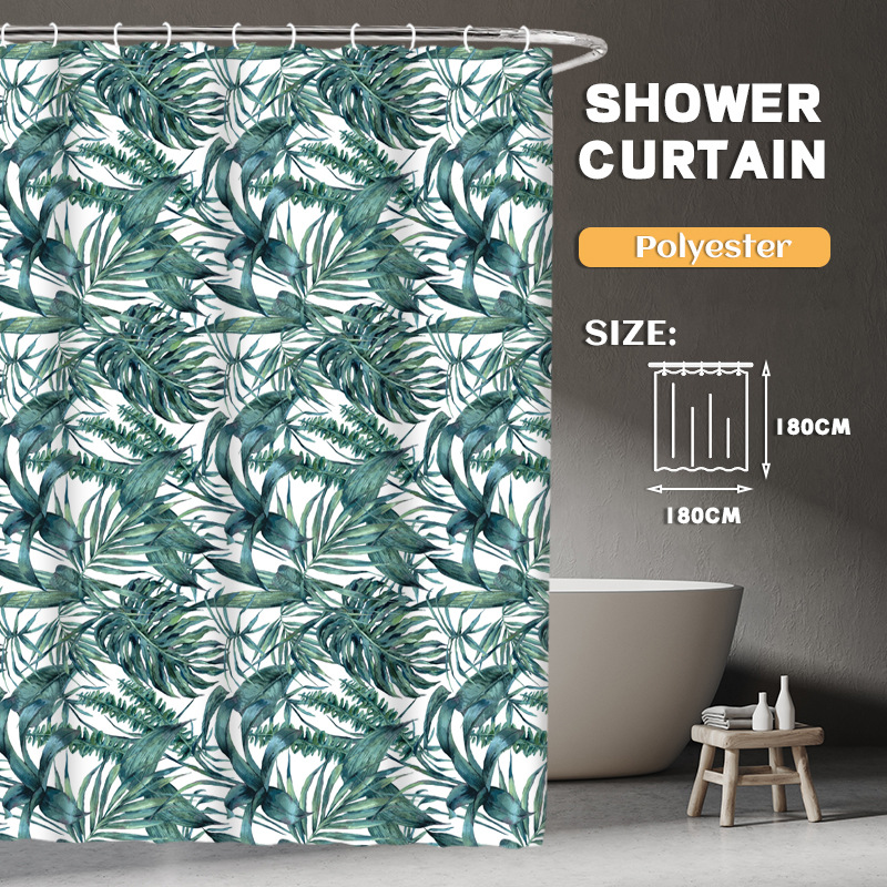 YL-36981 Manufacturer Spot Digital Printed Fabric Shower Curtain Waterproof Thickened Bathroom Partition Curtain with Hook