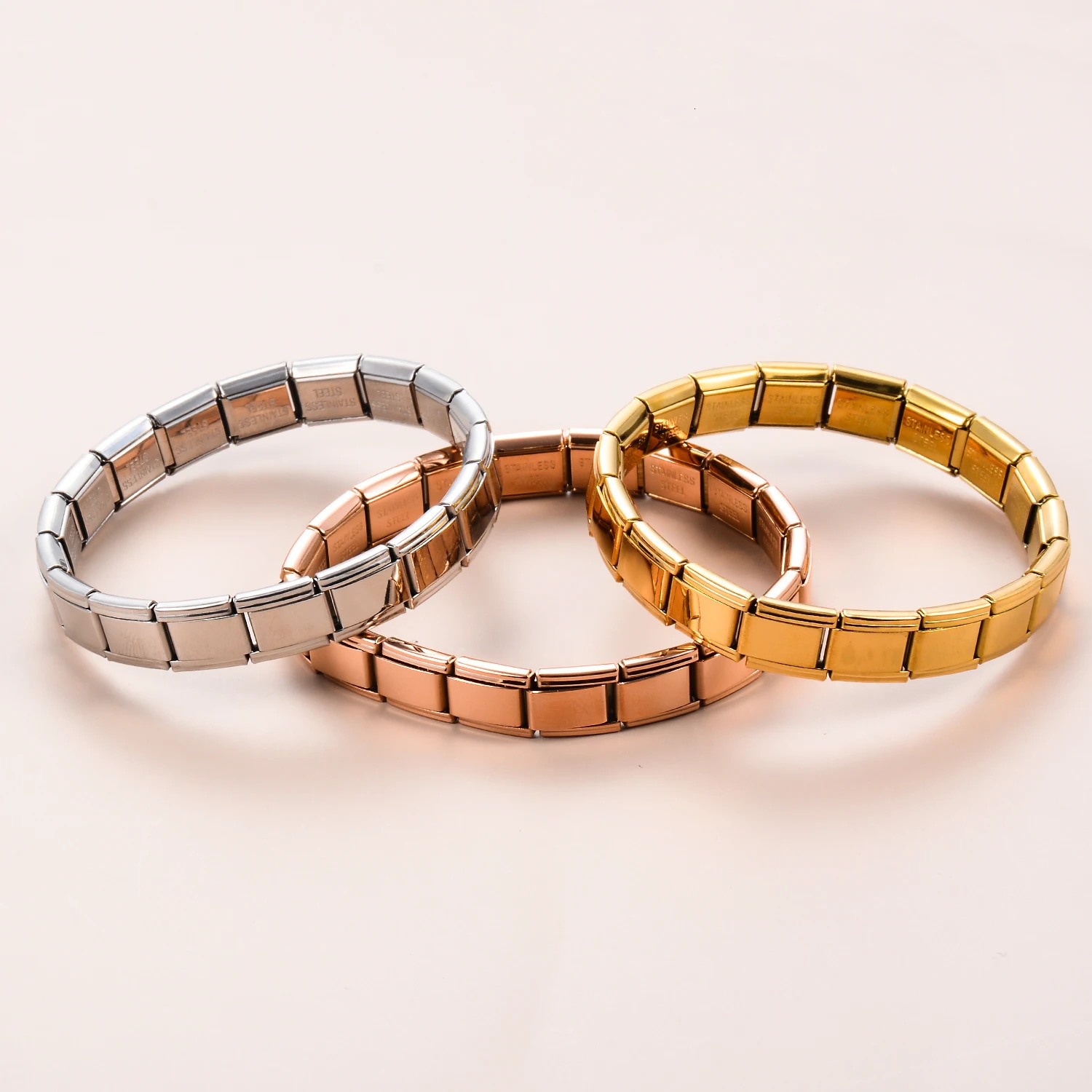 9mm Width Stainless Steel Italian Spring Module Bracelet Retractable Adjustable For Men Womens Jewelry Gifts 250812