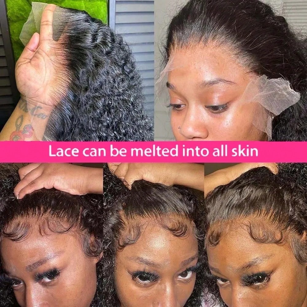 Curly Lace Front Wig Human Hair For Black Women 13x4 HD 360 Full Lace Wig Short Bob Lace Frontal Wigs Pre Plucked Glueless Wig Wear And Go Synthetic