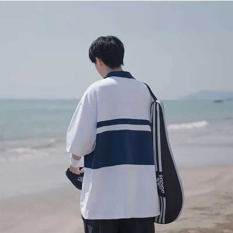 Mens Japanese Retro Polo Shirt Short Sleeved T-shirt Summer Thin Style College Style Casual Lapel Five Quarter Sleeved Top XJ250804