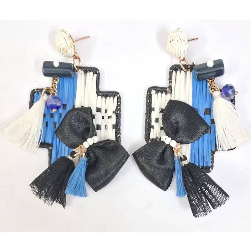 Bohemian Flower Tassel Earrings Handmade Rice Beads Carnival Festival Long Exaggerated Hot-Selling Stainless Steel