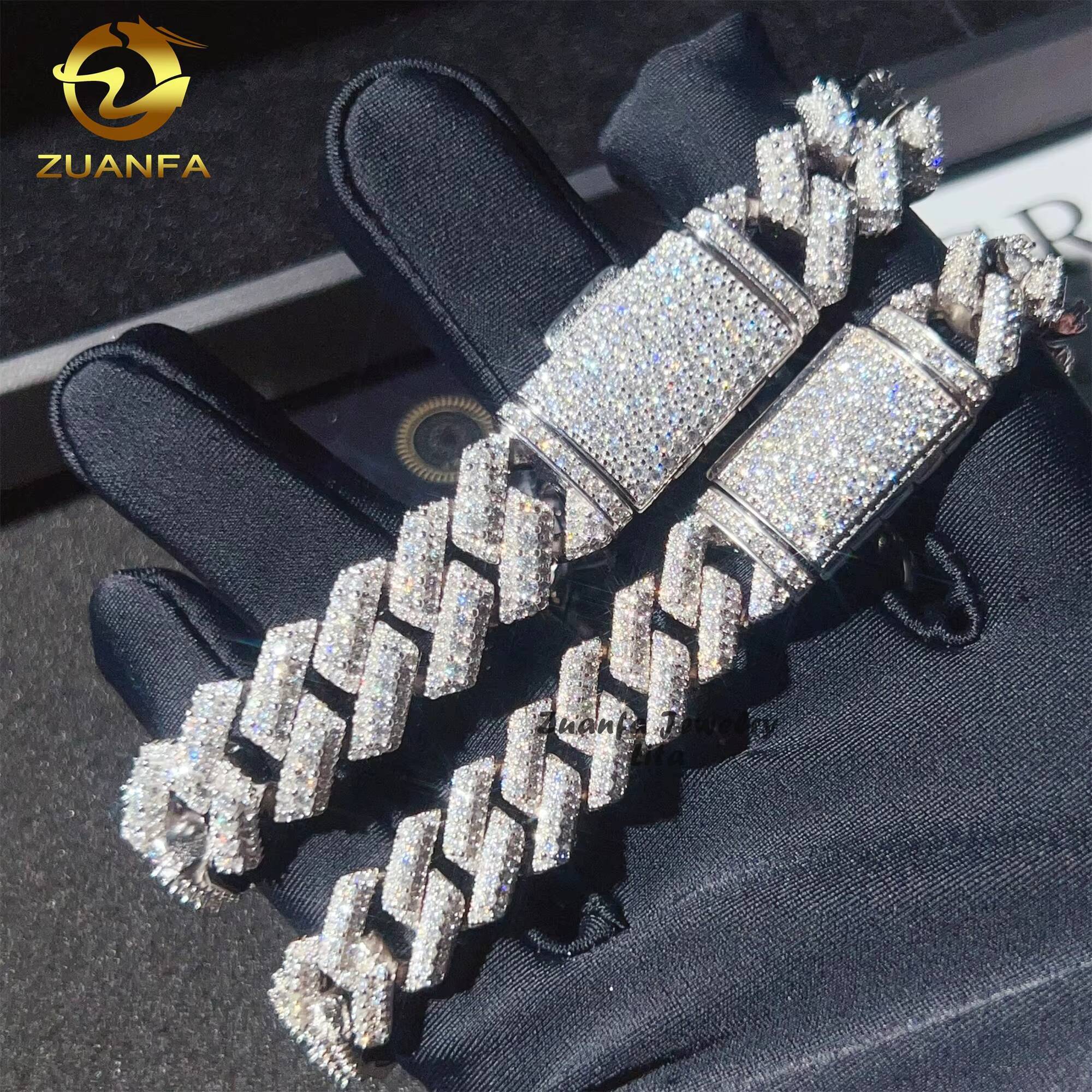 Pass Diamond Tester Hip Hop Jewelry Bling Iced Out 13mm 15mm Men 925 Sterling Silver Moissanite Cuban Link Chain Bracelet