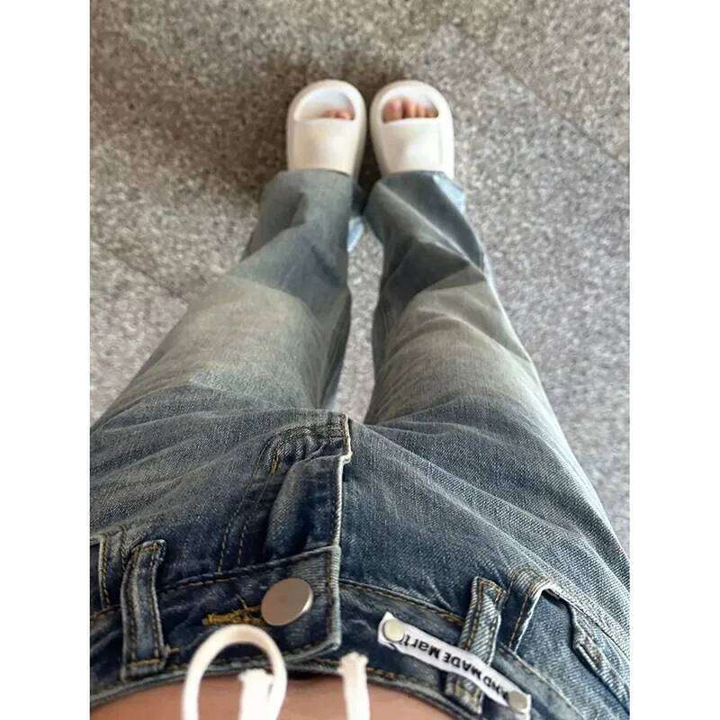 Girls Designer Retro Blue Trousers 2025 Female High Waisted Baggy Thin Casual Jeans Women Straight Leg Denim Pants