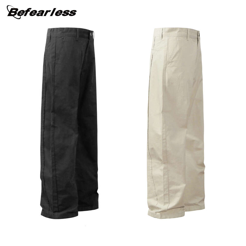 American Style Simple Curved Splicing Scimitar Long Unisex Loose Versatile Casual Flared Pants B5