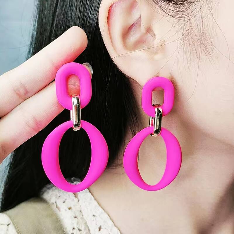 Acrylic Fashion Spray Paint Colorful Pendant Exaggerated Trendy Earrings for Women Uionen 802