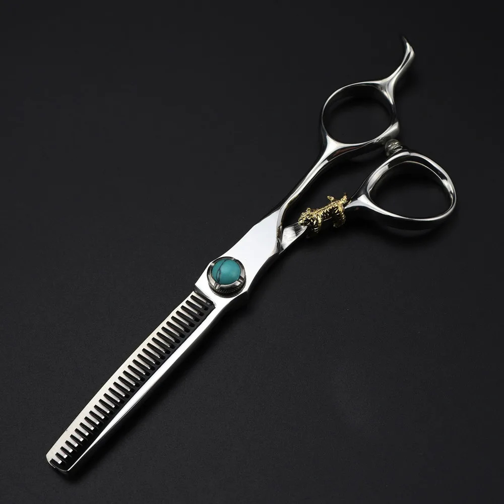 Professional JP440c steel 6 green gem hair scissors cutting barber tools Tiger haircut thinning shears hairdresser scissors 250812