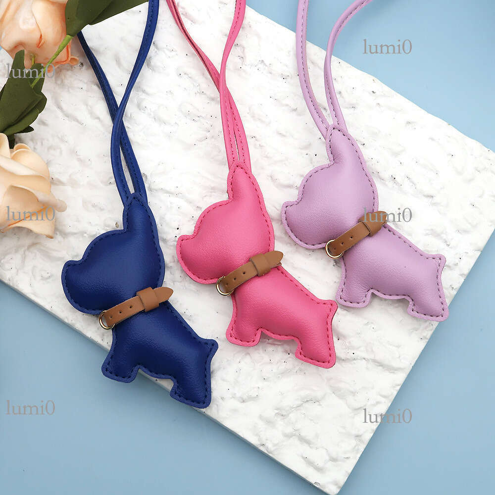 Hot Selling French PU Leather Bag Creative Bulldog Accessories Couple Puppy Car Hanging Ornament Pendant