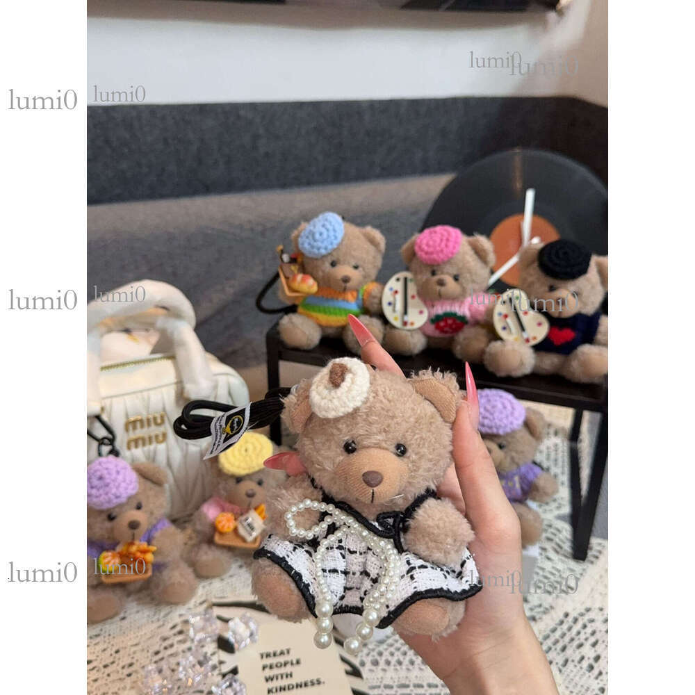 Cartoon Dressing T-shirt Little Brown Plush Teddy Bear Backpack Pendant Keychain Doll Car Hanging Decoration