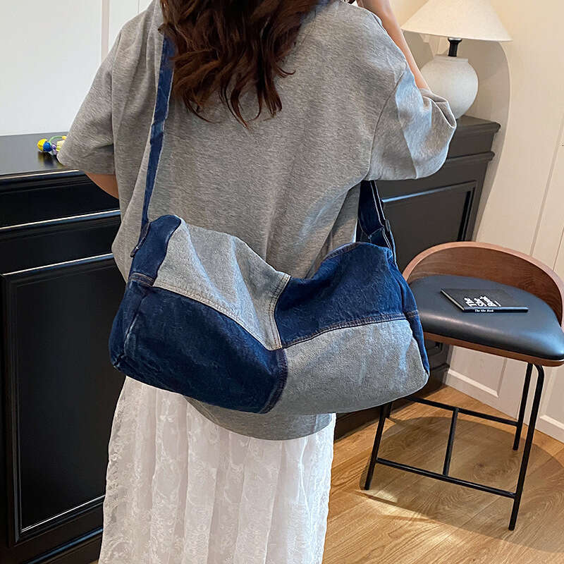 2025 Bags Designer Women New Korean Style Trendy Denim Crossbody for Women Fashion Color Block Large Capacity Pillow Casual Shoulder Bag