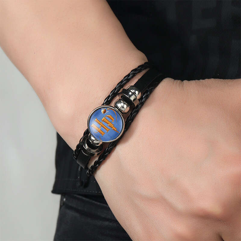 DHcollection Hot Selling Beaded Leather Bracelet Potter Badge Hogwarts School of Witchcraft and Wizardry Time Ornament