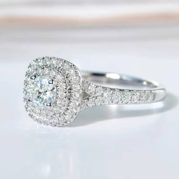 Customized 14k Solid Gold Wedding WIth 2ct Round Moissanite Dia Engagement Ring for Women