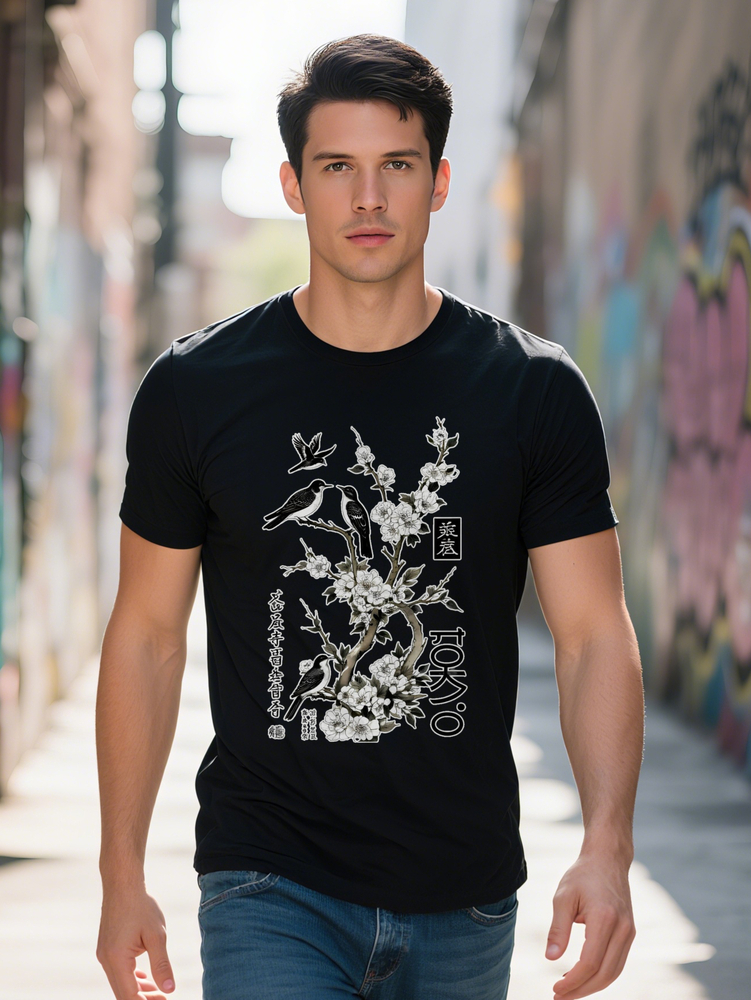 Funny Men's Graphic Tee Vintage Black Summer Short Sleeve T-Shirt with Animal Print Casual Round Neck Perfect Gift d2553