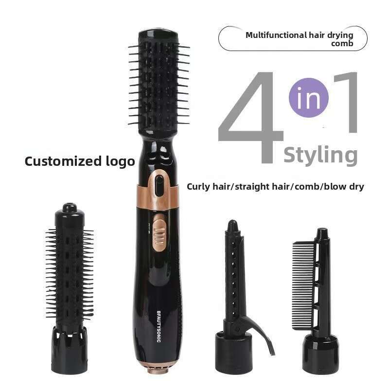 4 In 1 Brush Electric Hot Air Comb Multifunction Straightener Curler Negative Ion Hair Dryer