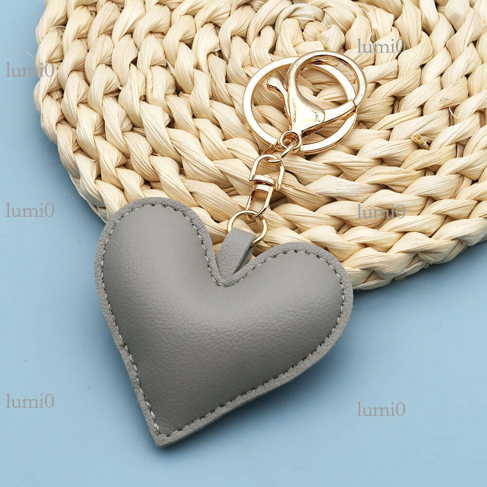 PU Simple Love Heart Couple Keychain Bag Pendant