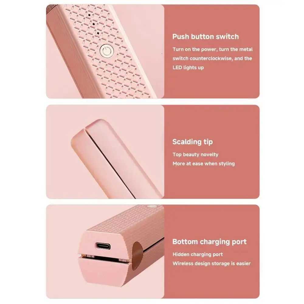 Even Heat Distribution Mini Hair Straightener Anti-Burn No Damage To Hair 2 in 1 Hair Curler Cordless 3 Constant Temperature W250814
