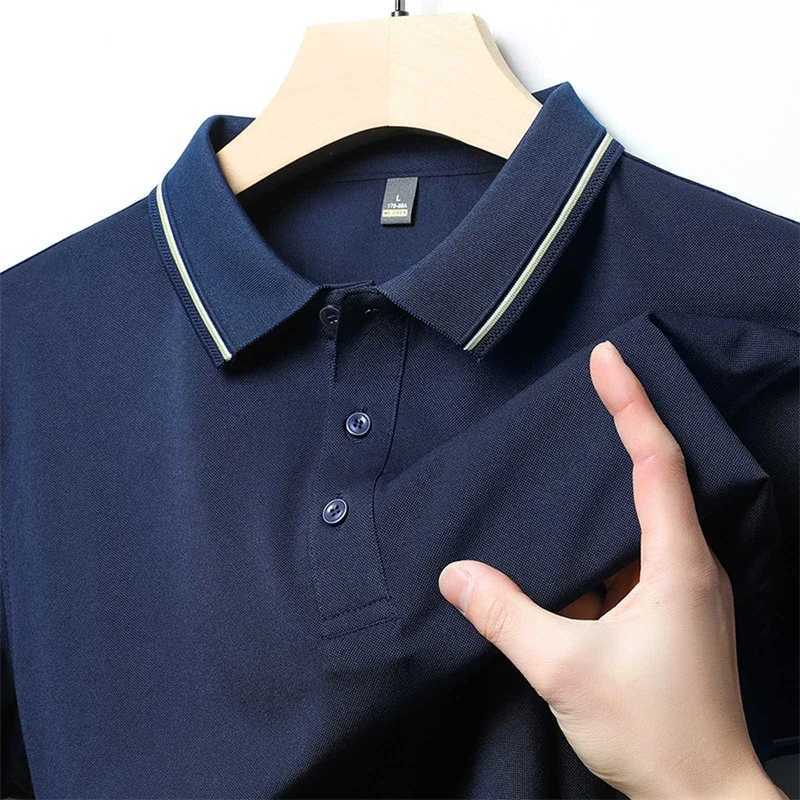 2025 New Mens Business Casual Short Sleeve Shirt Solid Color Polo Shirt Fashionable Breathable Comfortable Versatile Top XJ250804