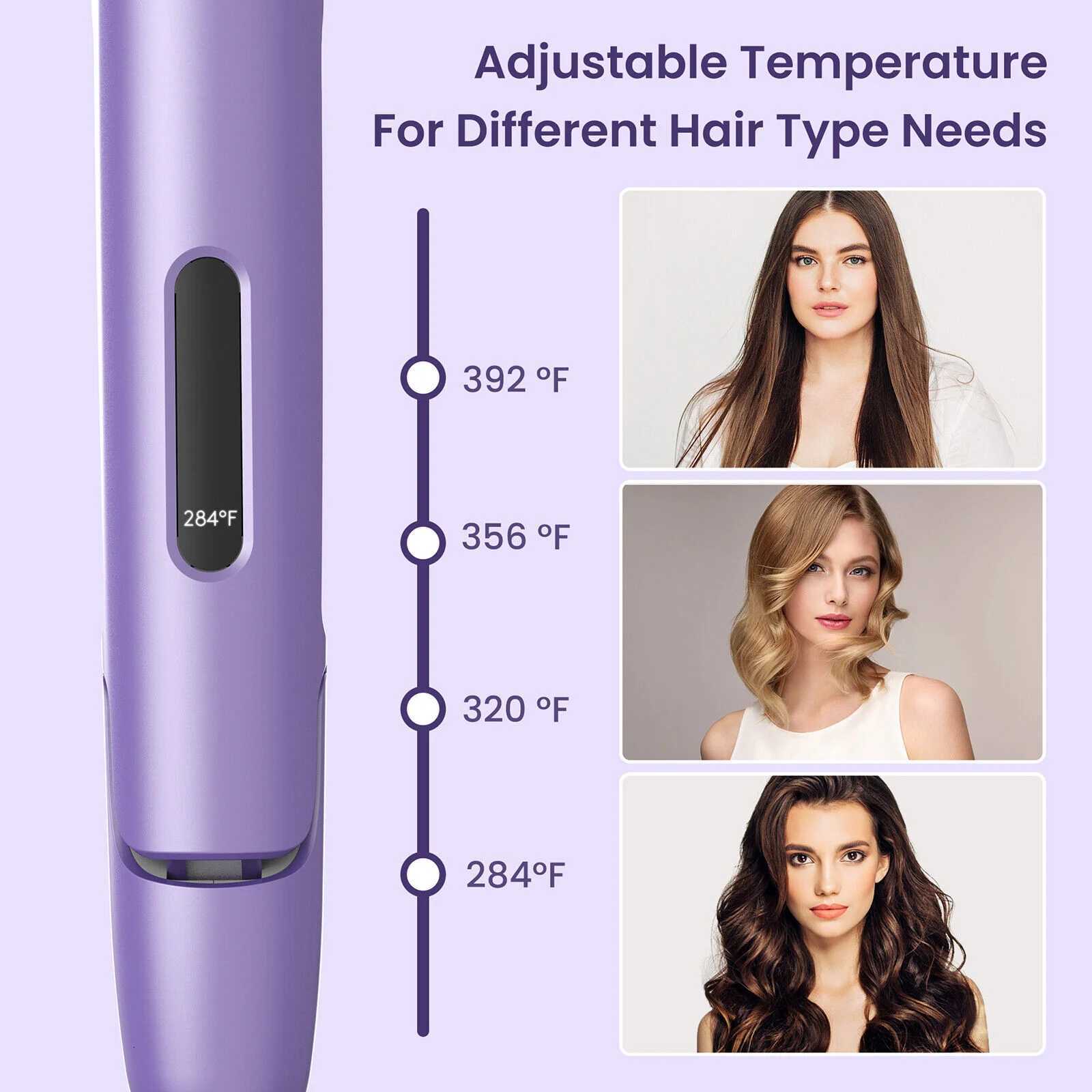 2-in-1 Hair Curler and Straightener Fast Heating Ceramic Curling Straightening Adjustable Thermostatically Operated W250814