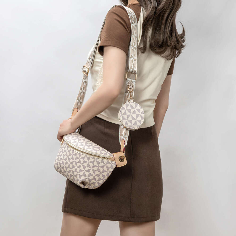 Lacel Urwebin Women's Geometric Triangle Pattern Fanny Pack Large Capacity Multi - Pocket Adjustable Strap Stylish Waist Bag for Daily Travel Spo