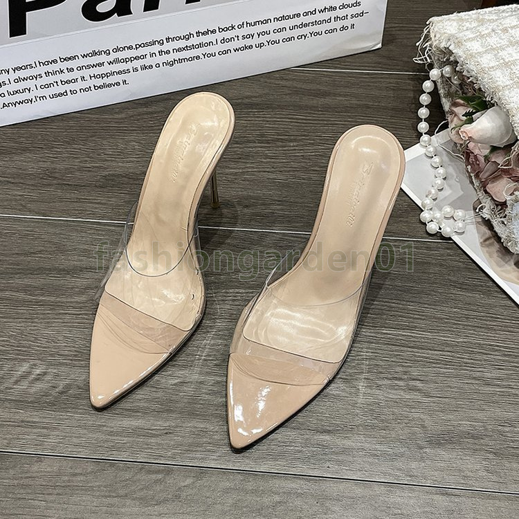 designer sandals high heels slip-on sandal ladies pointed toe sandale chic open-toes pumps classics transparent summer commuting women shoes size 34-4