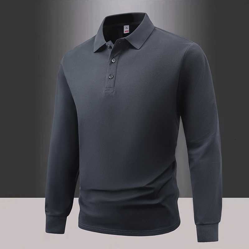 Autumn Mens Polo Shirts Casual Long Sleeve Mens Solid Color Business Shirts Fashion Spring Streetwear Polo Collar T Shirt Men XJ250804