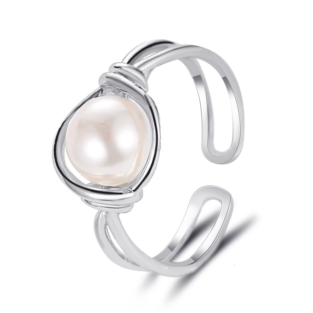 Ins Style Copper Inlaid Pearl Personality Temperament Simple Index Finger Fashion Ring