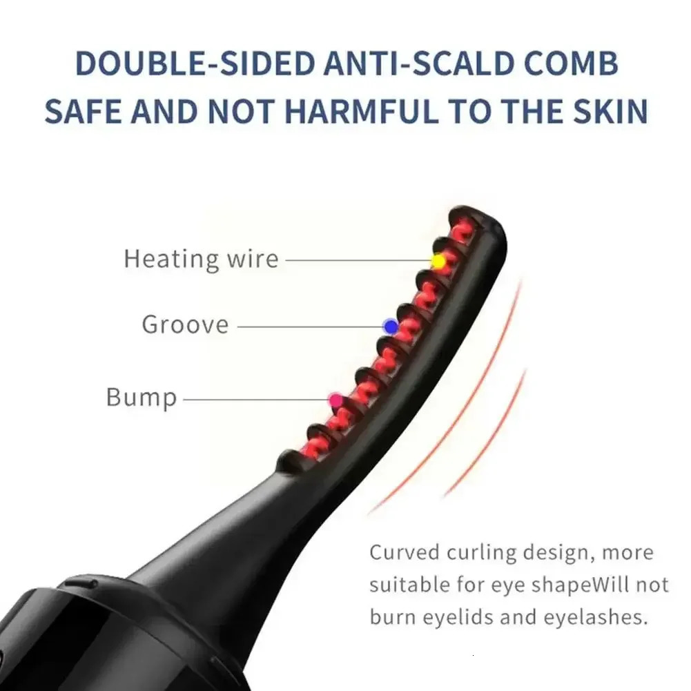 Electric Heated Eyelash Curler USB Rechargeable Eyelashes Curler 4 Mode Quick Heating Natural Curler Long Eyelash Lasting Makeup 250813