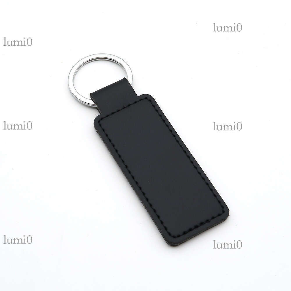 PU Leather Keychain Pendant Double-Sided Stitching Customizable Zinc Alloy Key Ring Ornament