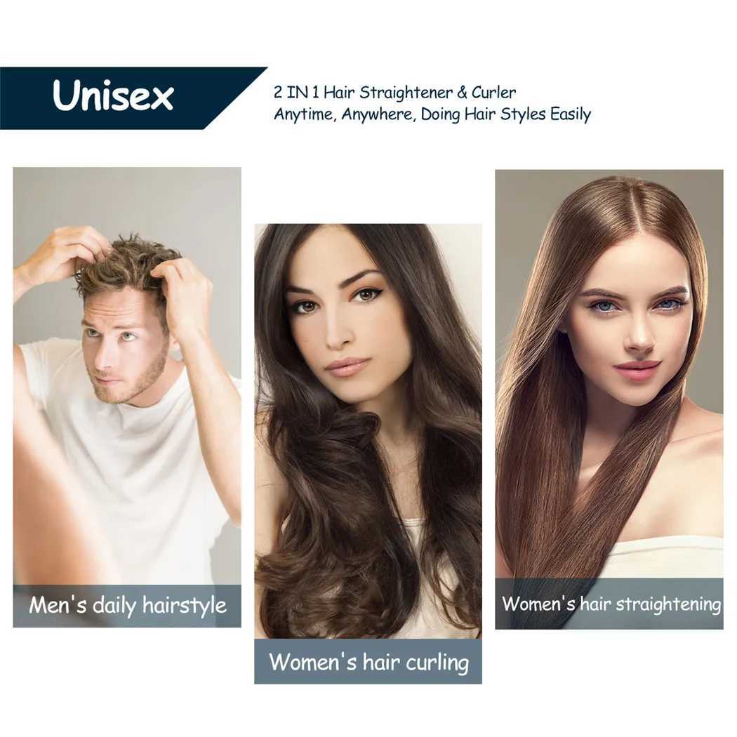 CkeyiN Mini Hair Flat Iron 2 in 1 Hair Straightener and Curler Portable Straightening Iron Constant Temperature W250814