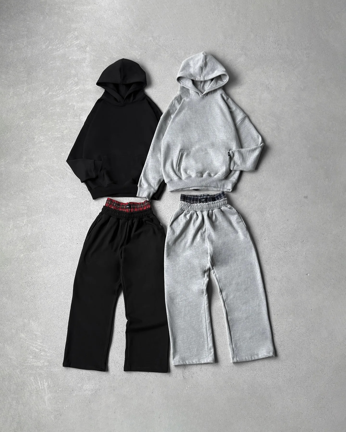 Solid Color Harajuku Y2k Clothes for Men Double Layer Waistband Sweatpants Hoodies Tracksuit Men Casual Retro Two Piece Set 250813