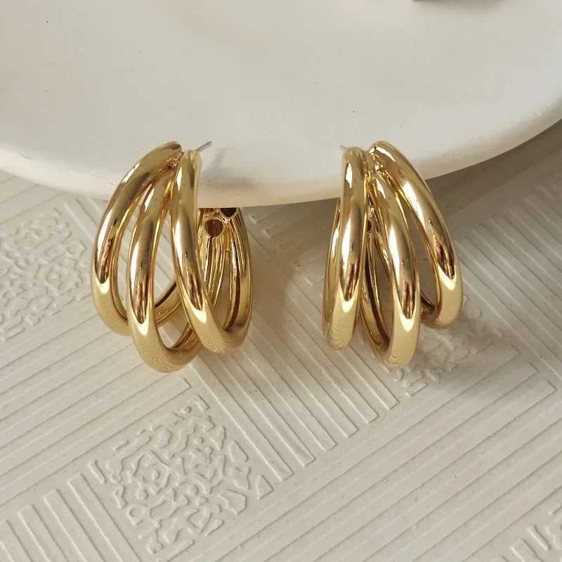 Exaggerate Gold Color C-shed Dangle Drop Earrings For Women Fashion Vintage Round Circle Hoops Earrings Korean Party Jewelry XJ250814