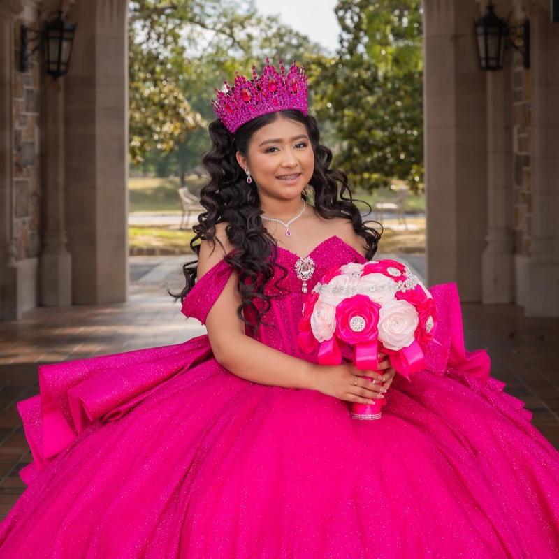 Rose Red Shiny Quinceanera Dresses Off The Shoulder Beads Corset Tull Party Birthday Ball Gown Vestidos De 15 Anos Sweet 16 Dress