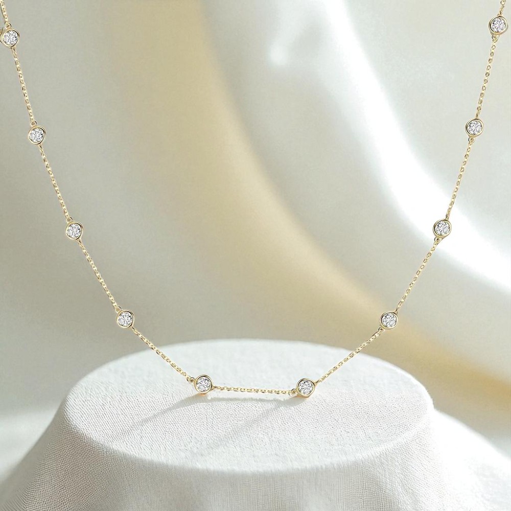 Tiny Collarbone Necklace 3.0mm Moissanite Lab Diamond 925 Silver 10K 14K 18K Gold Round Dainty Aesthetic Neck Accessories Charms Sweet