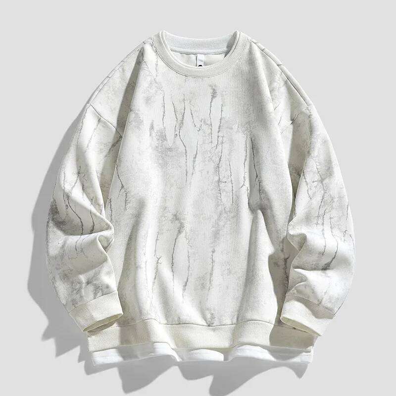 TFETTERS Brand O Neck Man Autumn Winter Irregular Printing Fake Two Pieces Sweatshirts Mens Long Sleeve Fashion