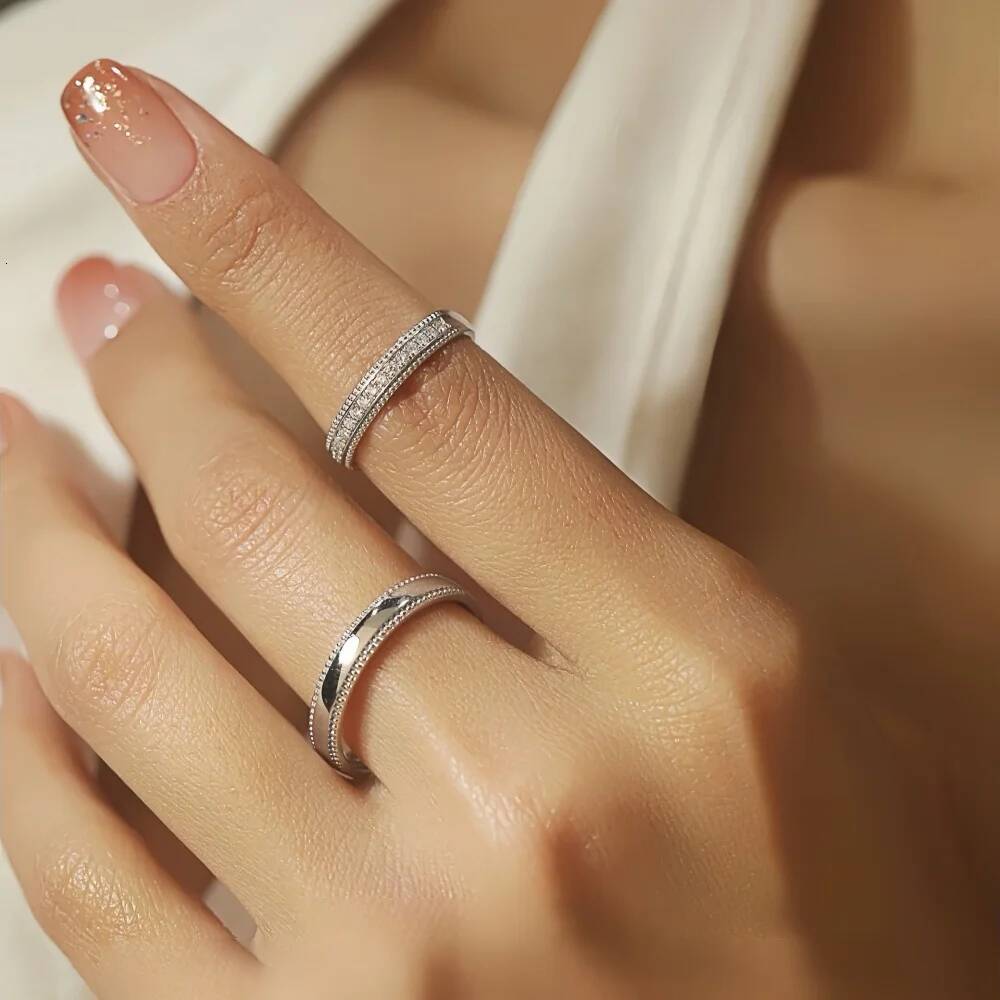 NKHOG Real Moissanite Rings Couple Set For Women Men 925 Sterling Silver Wedding Engagement Band Lab Diamond Gifts Jewelry GRA