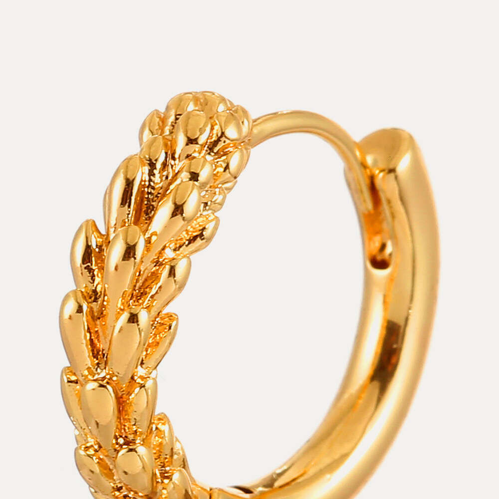 Wheat Ear Hoop Earrings - Gold/Silver Plated Copper Minimalist Geometric Studs for Women