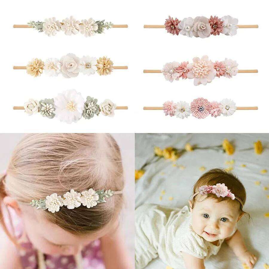 1/3pcs Baby Headbands for girls Kids Cute Flower Headwear Nylon Soft Elastic Band Gifts Toddler Headband Hair Accessories