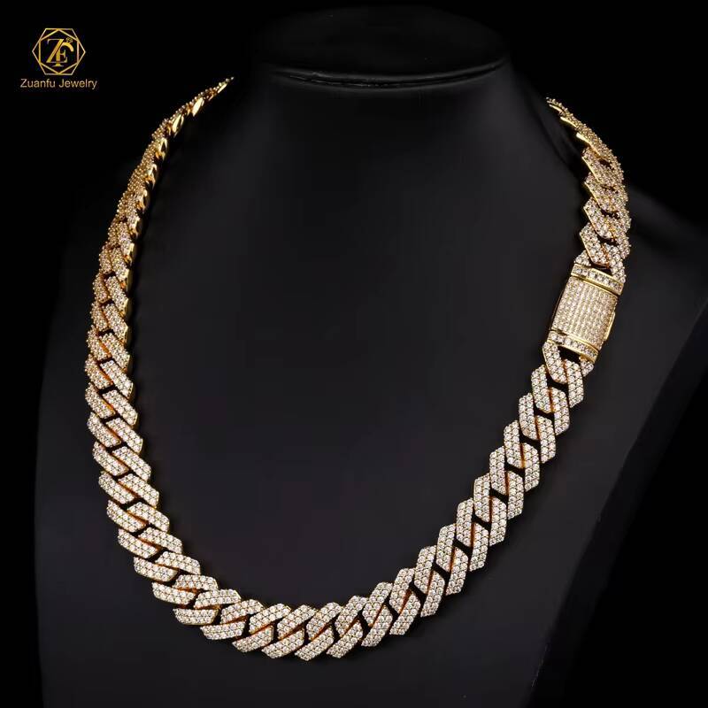 Custom Wholesale Hip Hop Necklace Sterling Sier 8MM 10MM 12MM Iced Out VVS Cuban Link Chain Moissanite Jewelry