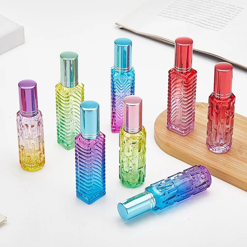 1Pcs 10ml Colorful Square Glass Perfume Bottle Thick Mini Fragrance Cosmetic Packaging Spray Bottles Refillable Glass Vials 250813